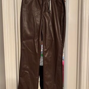 Brown Faux Leather Pants